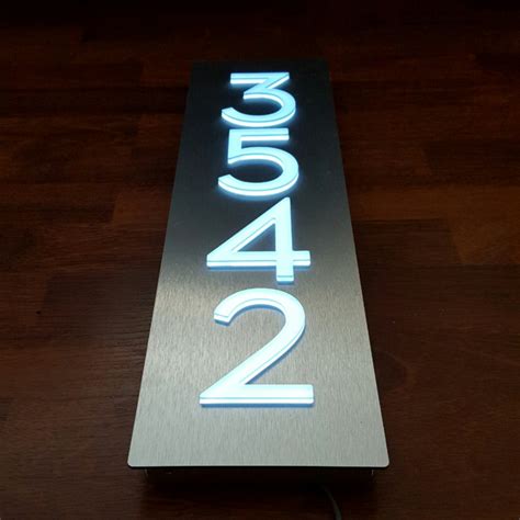 vertical metal house number sign|vertical illuminated house numbers.